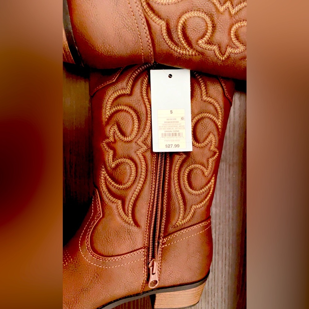 Girls' Montana Zipper Western Boots - Cat
& Jack Brown 5